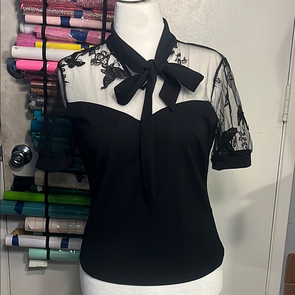 Elegant Black Lace Women's Top